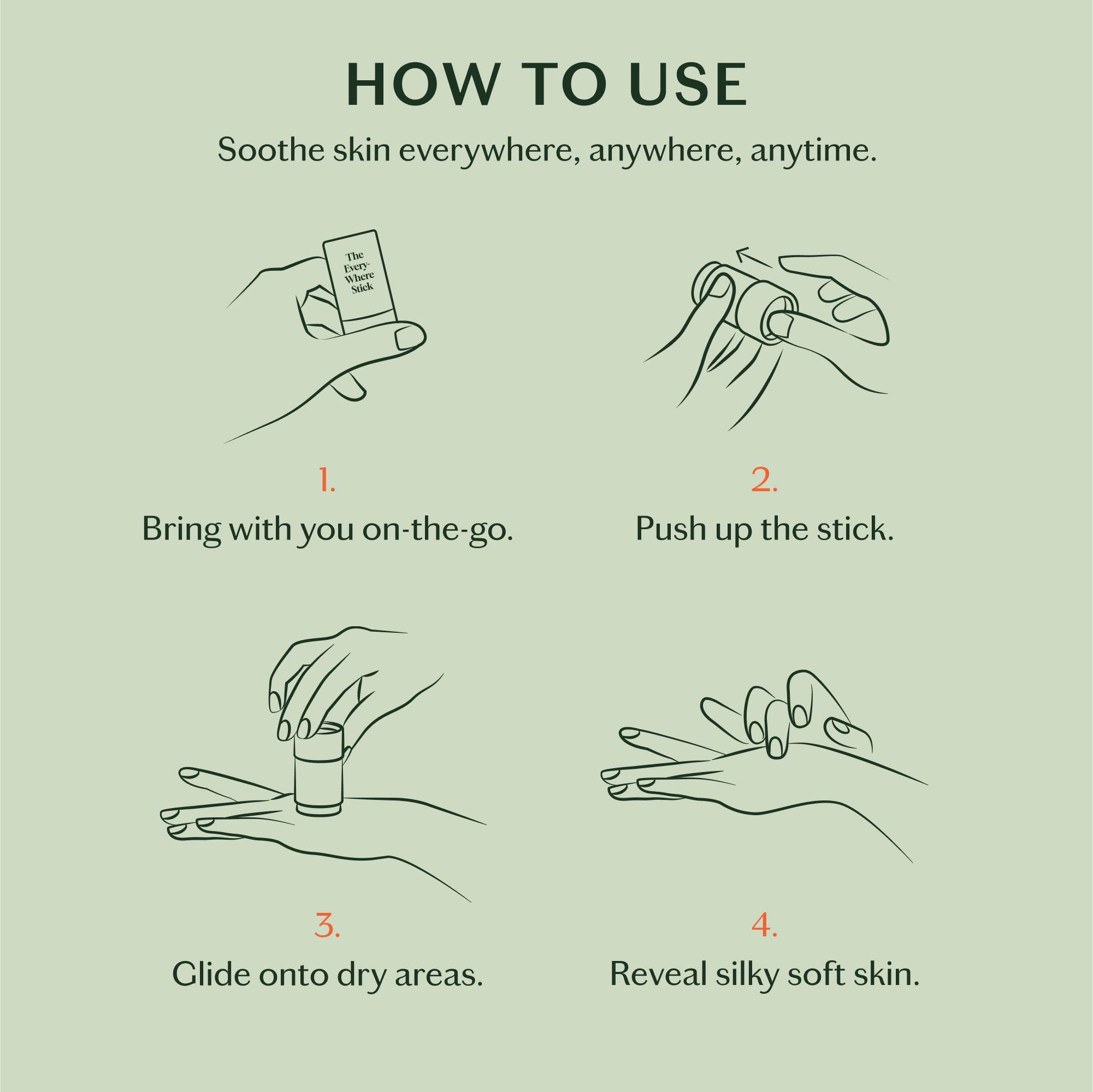 Instructions on how to use a product with illustrations and text on a green background